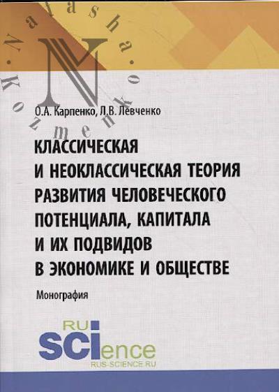 Karpenko O.A. Klassicheskaia i neoklassicheskaia teoriia razvitiia chelovecheskogo potentsiala, kapitala i ikh podvidov v ekonomike i obshchestve